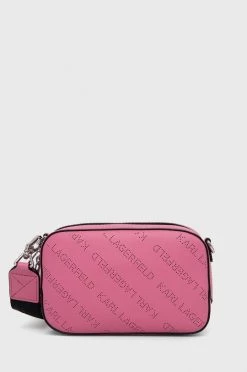 Τσάντες χιαστί Δερμάτινη τσάντα Karl Lagerfeld ροζ