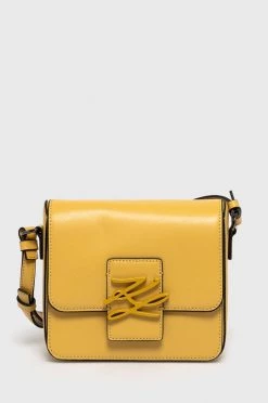 Τσάντες χιαστί Karl Lagerfeld - Δερμάτινη τσάντα κίτρινο