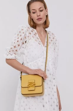 Τσάντες χιαστί Karl Lagerfeld - Δερμάτινη τσάντα κίτρινο -Karl Lagerfeld Εκπτώσεις unnamed file 1224