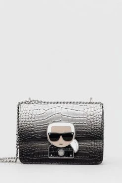 Τσάντες χιαστί Δερμάτινη τσάντα Karl Lagerfeld μαύρο