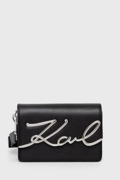 Τσάντες χιαστί Δερμάτινη τσάντα Karl Lagerfeld μαύρο