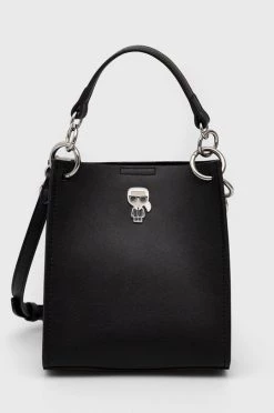 Τσάντες χιαστί Δερμάτινη τσάντα Karl Lagerfeld μαύρο