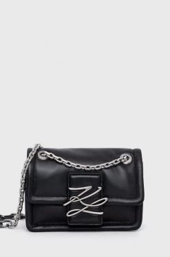 Karl Lagerfeld Εκπτώσεις 28 Τσάντες χιαστί Δερμάτινη τσάντα Karl Lagerfeld μαύρο