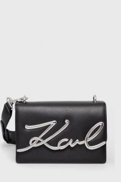 Τσάντες χιαστί Δερμάτινη τσάντα Karl Lagerfeld μαύρο