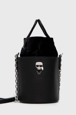 Τσάντες και τσάντες ώμου Δερμάτινη τσάντα Karl Lagerfeld μαύρο