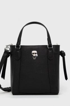 Τσάντες χιαστί Δερμάτινη τσάντα Karl Lagerfeld μαύρο