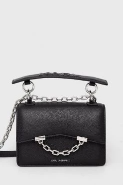 Τσάντες χιαστί Δερμάτινη τσάντα Karl Lagerfeld μαύρο