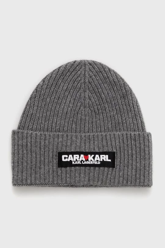 Σκουφιά Σκουφί από μείγμα μαλλιού Karl Lagerfeld Lagerfeld X Cara Delevingne , χρώμα: γκρι 3 Σκουφιά Σκουφί από μείγμα μαλλιού Karl Lagerfeld Lagerfeld X Cara Delevingne , χρώμα: γκρι