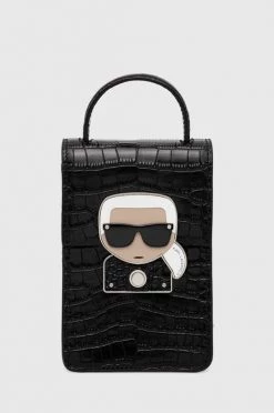 Τσάντες χιαστί Δερμάτινη τσάντα Karl Lagerfeld μαύρο