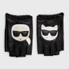Γάντια Δερμάτινα γάντια Karl Lagerfeld μαύρο