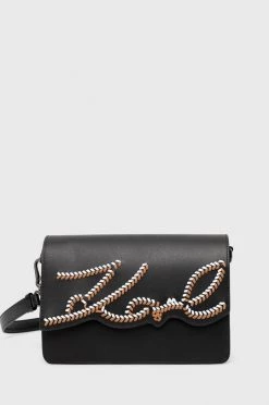 Τσάντες χιαστί Δερμάτινη τσάντα Karl Lagerfeld μαύρο