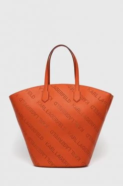 Τσάντες Shopper και Tote Δερμάτινη τσάντα Karl Lagerfeld πορτοκαλί