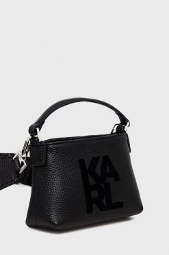 Τσάντες χιαστί Δερμάτινη τσάντα Karl Lagerfeld μαύρο