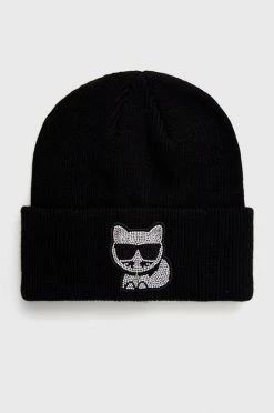 Σκουφιά Σκουφί από μείγμα μαλλιού Karl Lagerfeld μαύρο