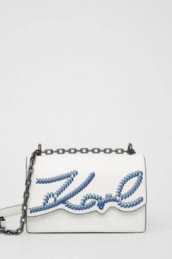 Τσάντες χιαστί Δερμάτινη τσάντα Karl Lagerfeld άσπρο