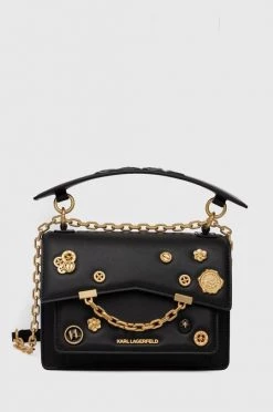Τσάντες χιαστί Δερμάτινη τσάντα Karl Lagerfeld μαύρο